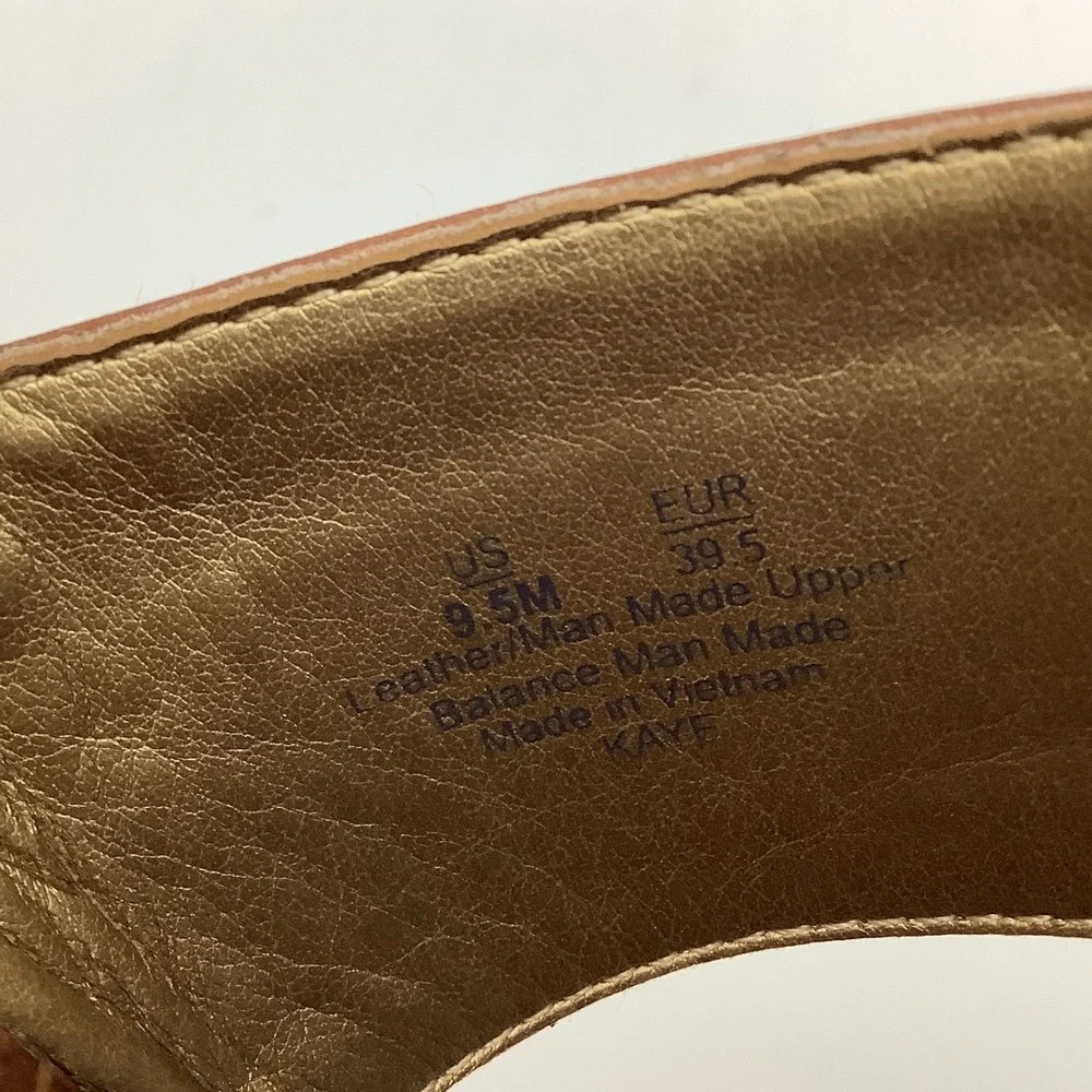 Sam Edelman Kaye Brown Leather Snakeskin Thong Sandals Womens 9.5M Flat Slides